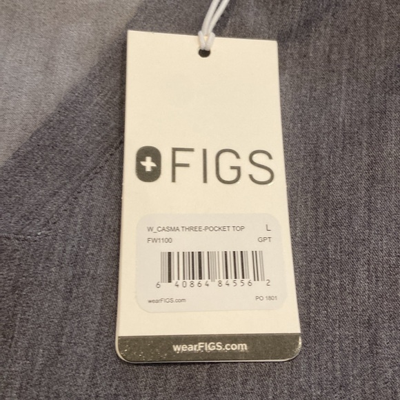 NWT Figs Casma Three Pocket Scrub Gray Top - Picture 3 of 4